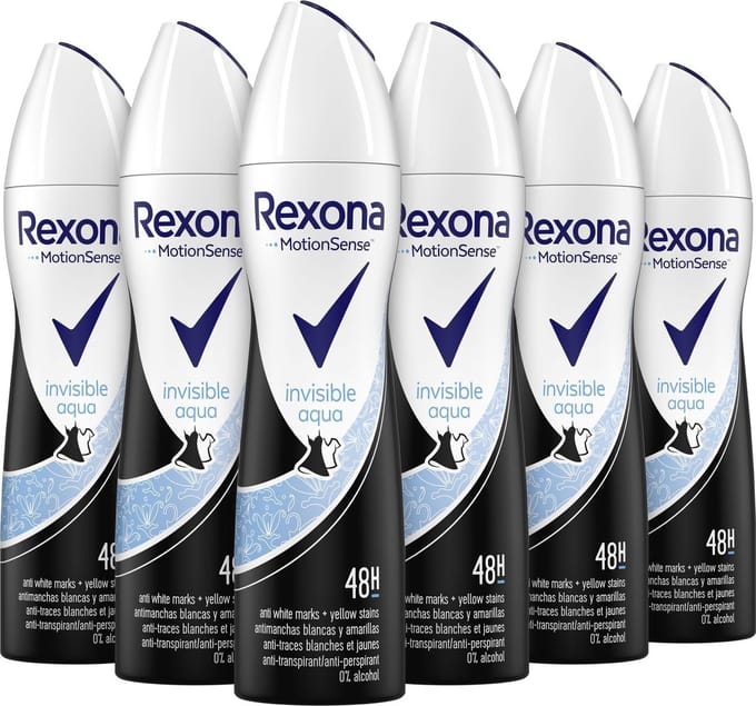 Rexona Invisible Aqua Deodorant - 6 x 150 ml - Voordeelverpakking
