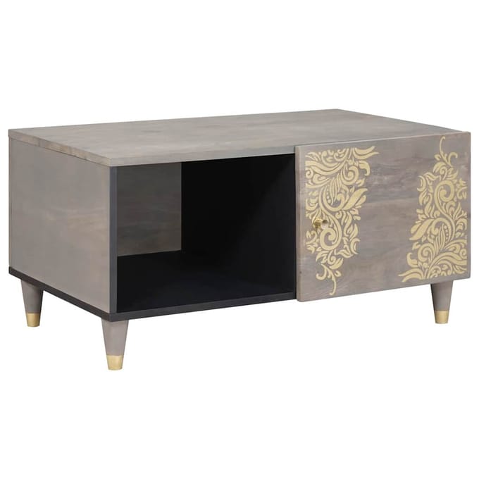 vidaXL - Salontafel - Grijs - 80 - x - 50 - x - 40 - cm - Massief - Mango - Hout