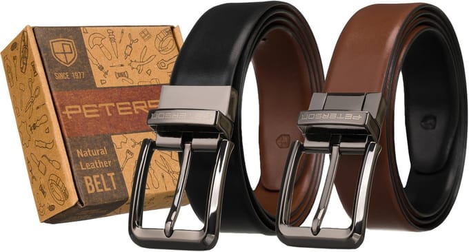 Leren riem PTN RB35-95-MET-0995 Zwart-Bruin