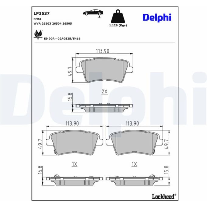 Remblokset DELPHI LP3537, achter