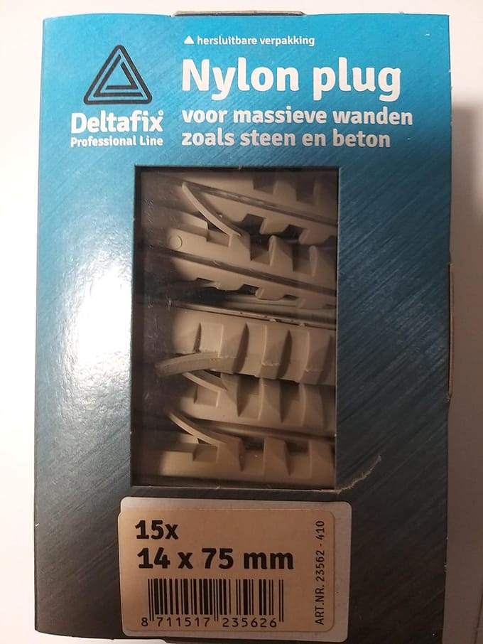 Deltafix nylon plug grijs 14 x 75 mm 15 st.