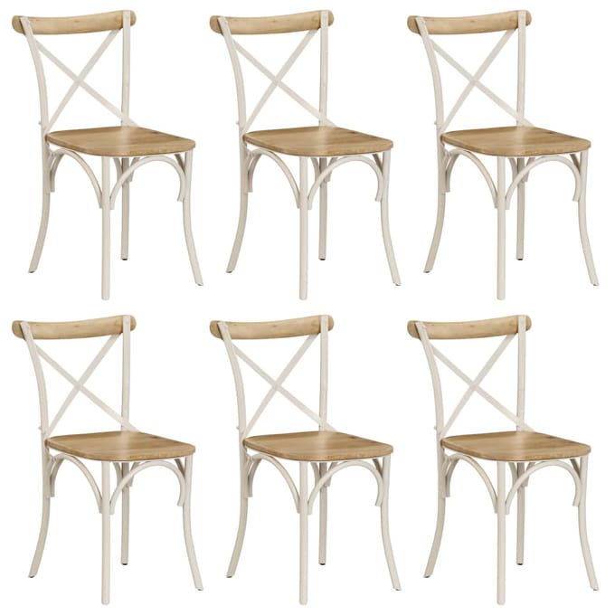 vidaXL - Kruisstoelen - 6 - st - massief - mangohout - wit