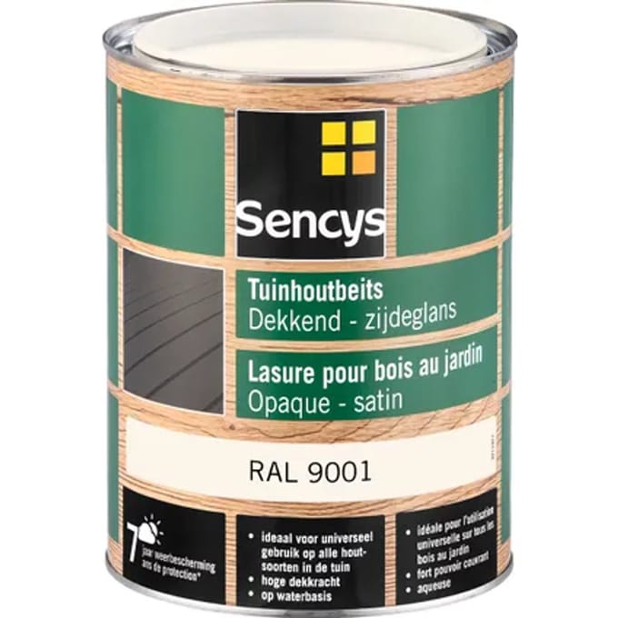 Sencys Tuinhoutbeits Dekkend Zijdeglans Ral9001 2,5l