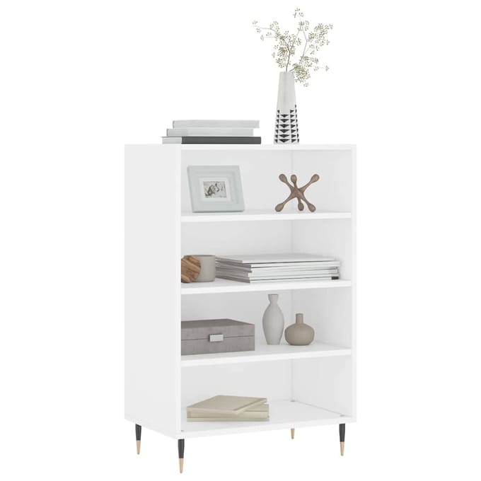 vidaXL - Hoge - kast - 57x35x90 - cm - bewerkt - hout - wit