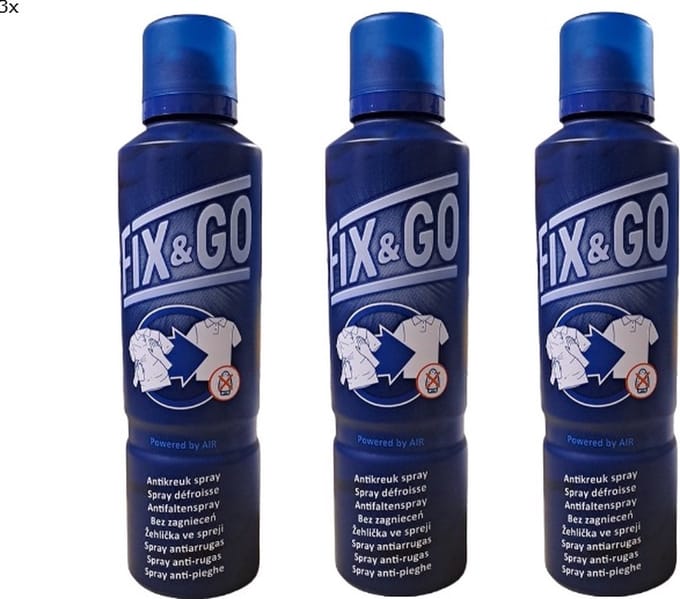 3 x Fix en GO Anti Kreuk Spray - 3 x 185ml