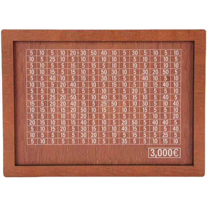Coffret d'épargne en bois avec compteur, objectif de 3 000 euros brown