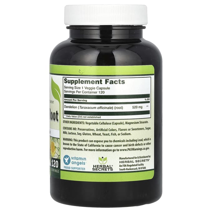 Racine de pissenlit, 520 mg, 120 gélules végétales