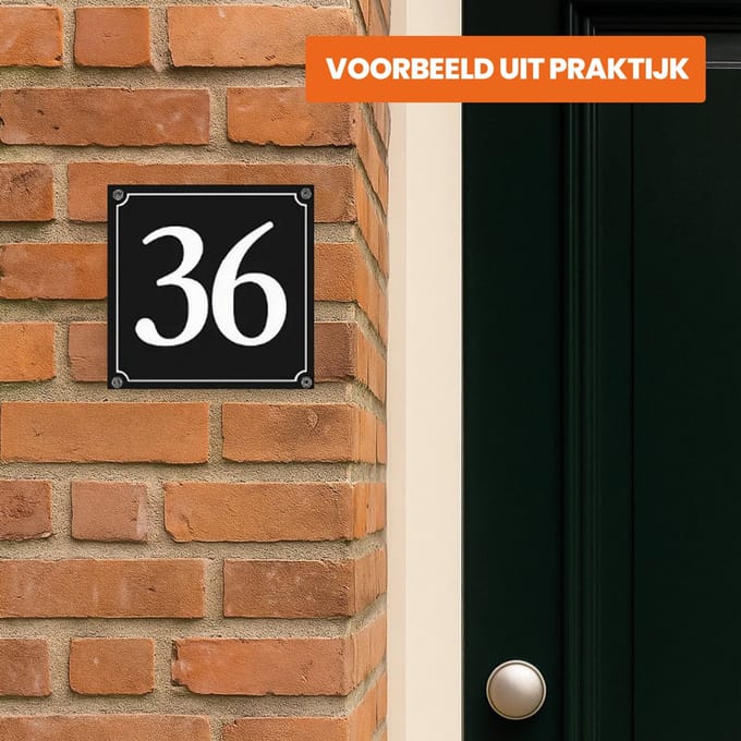 Huisnummerbord Mat zwart Deluxe - Nummer 58 - incl. bevestiging