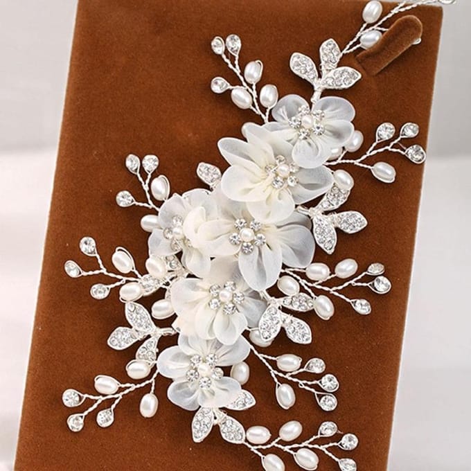 1 Bruidsbloem Strass Parel Haarkam; Bruidshaaraccessoires one-size goud