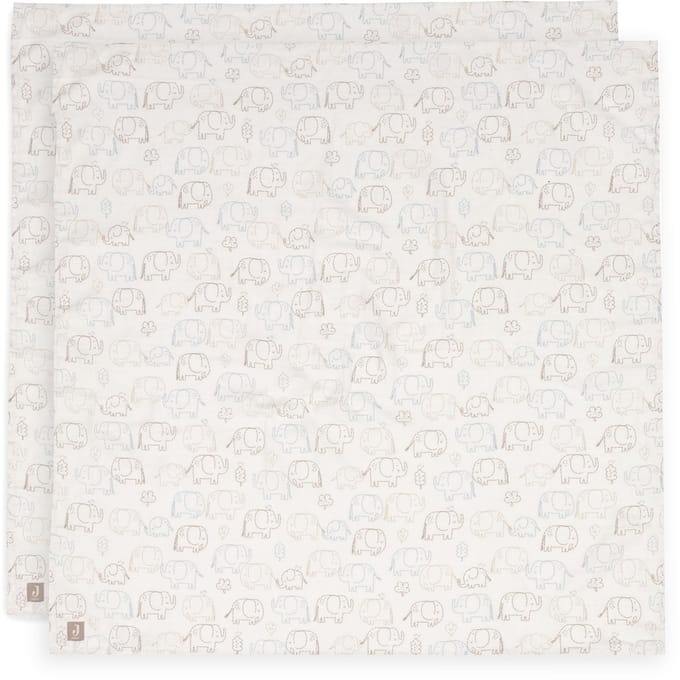 Jollein Hydrofiele Doek Large - 115x115cm - Elephant Tales - 2 Stuks