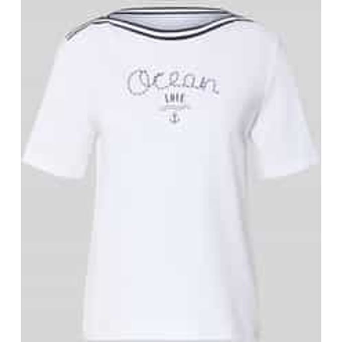T-shirt met contraststrepen en print