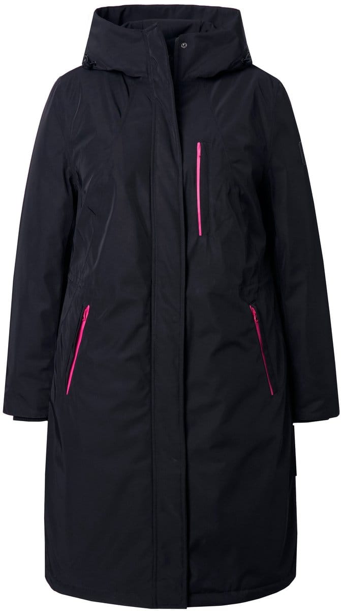 Ulla Popken - Dames - HYPRAR functionele mantel waterdicht capuchon - Zwart - Maat 42+