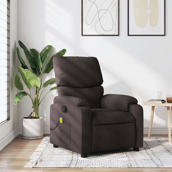 vidaXL - Massagestoel - verstelbaar - stof - donkerbruin