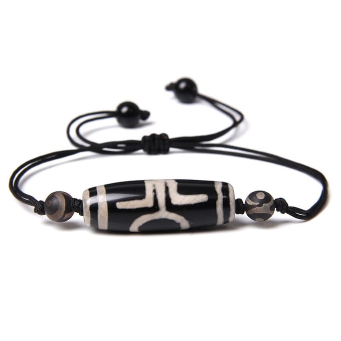 Marama - herenarmband Kenya Black and White - verstelbaar - vegan - edelsteen Agaat
