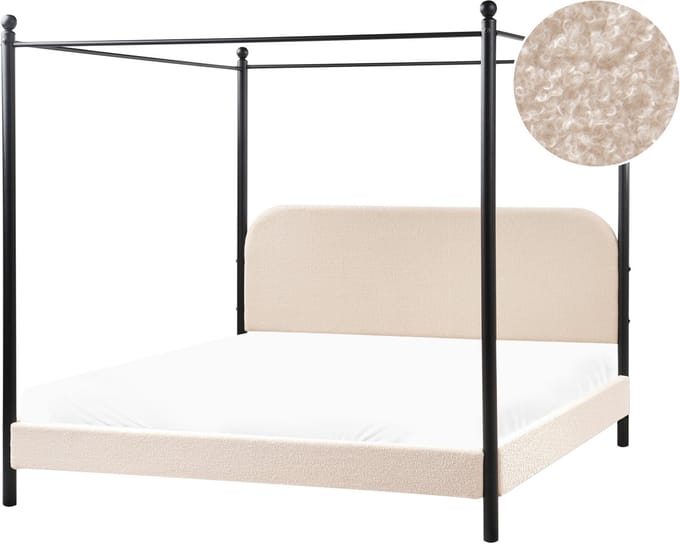 DANNEMOIS - Tweepersoonsbed - Beige - 180x200 cm - Bouclé