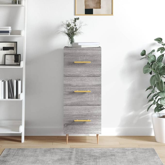 vidaXL - Dressoir - 34,5x34x90 - cm - bewerkt - hout - grijs - sonoma - eikenkleurig
