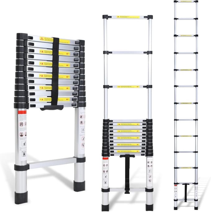 3.8M Telescopische Ladder Aluminium - Uitschuifbaar en Multifunctioneel tot 150kg