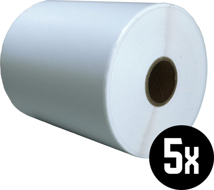 DULA Compatible Zebra Labels 102x190mm - 240 etiketten per rol - kern 25mm - Wit- Permanent - 5 rollen