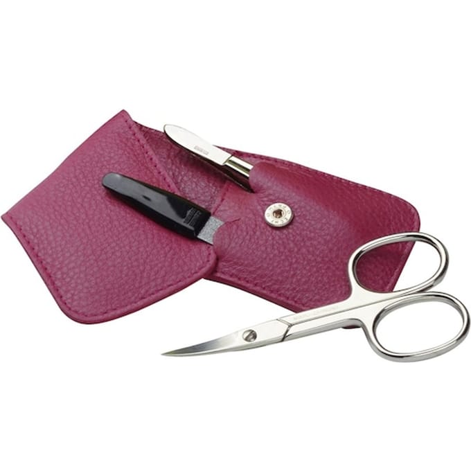 Erbe Solingen 3-delige Manicure Etui met Drukknoopsluiting Fuchsia (ERBE9079)