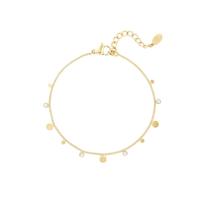 Yehwang - Armband strass rondje - stainless steel - goud - kadotip