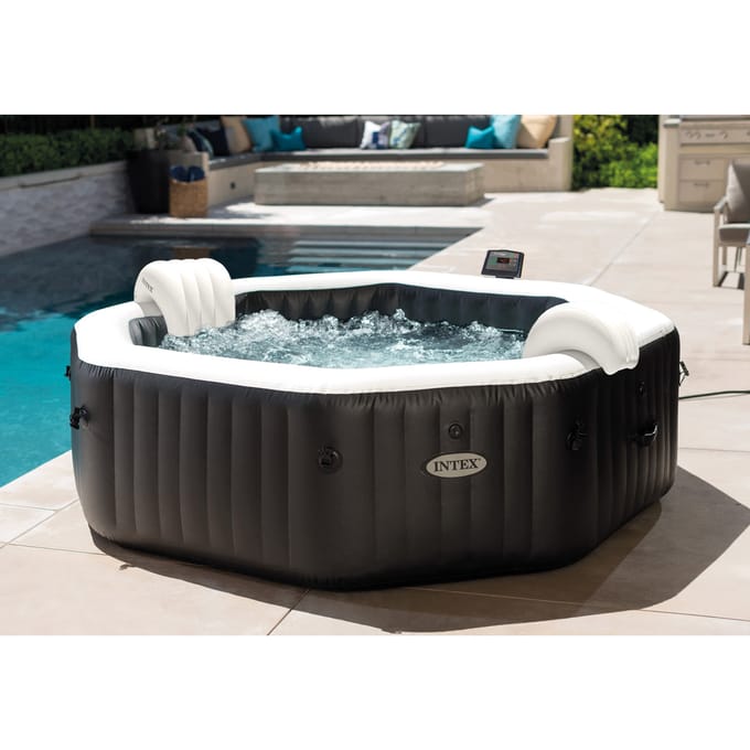 Intex PureSpa Onyx Black Jet & Bubble Deluxe 6 persoons - 218 x 218 x 71 cm (Achthoek)