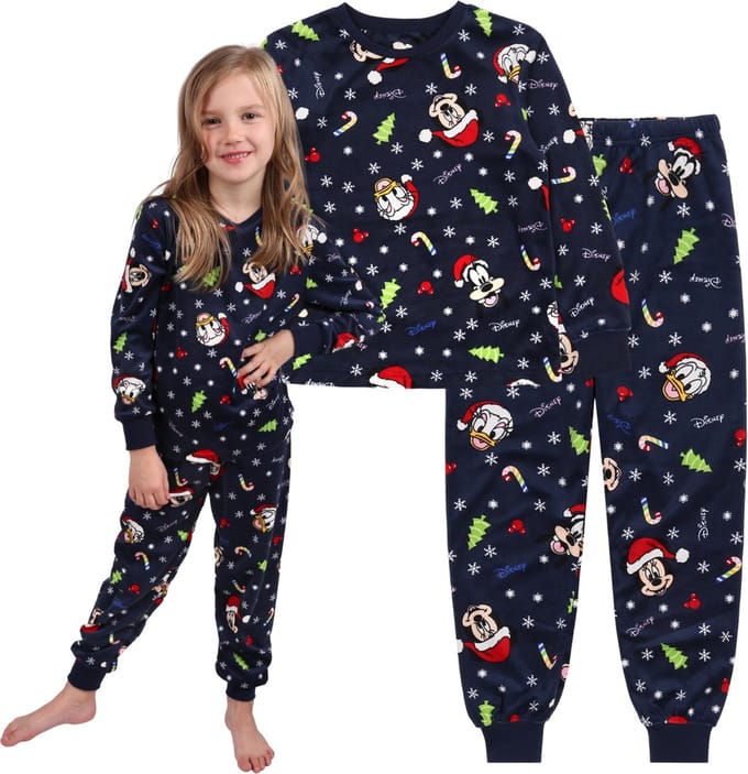 DISNEY Mickey Mouse - Kerstpyjama voor kinderen, velours, marineblauw / 92