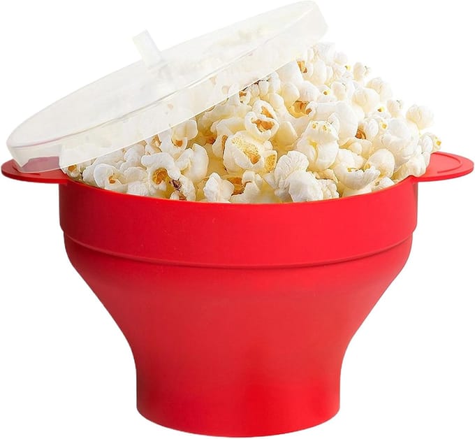 Popcorn Kom - Magnetron Bak - Snacks Maken - Opvouwbaar Ontwerp - 24 cm - Rood