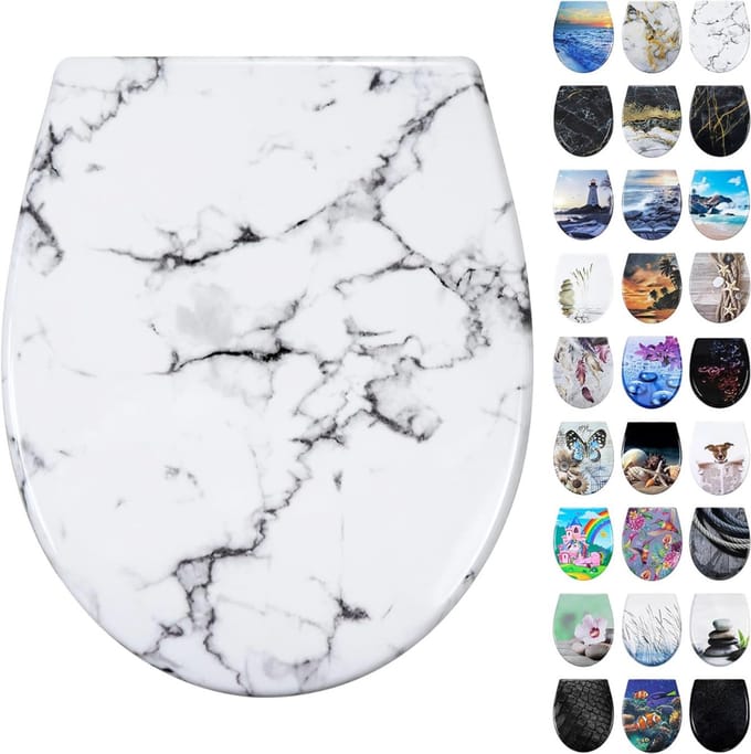 SCH® WC Bril met Print - WC Bril - Zwart/Wit - ‎45cm x 37cm x 5cm