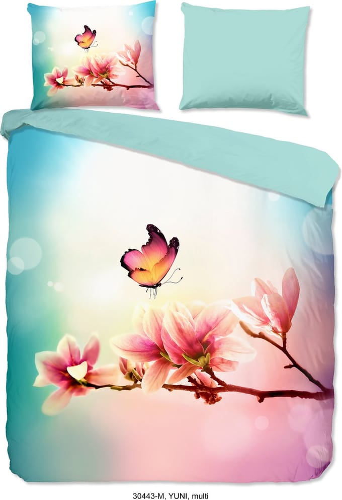 Pure dekbedovertrek vlinder met bloemen - Lits jumeaux 240x200/220 cm - Multi - Microvezel