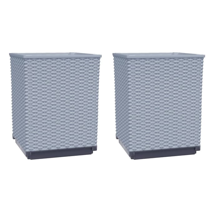 vidaXL - Plantenbakken - 2 - st - 30x30x37 - cm - polypropeen - lichtgrijs