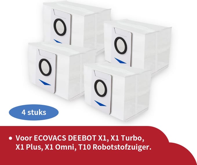 Replacements® Stofzuigerzakken geschikt voor Ecovacs Deebot X1 - 4 st
