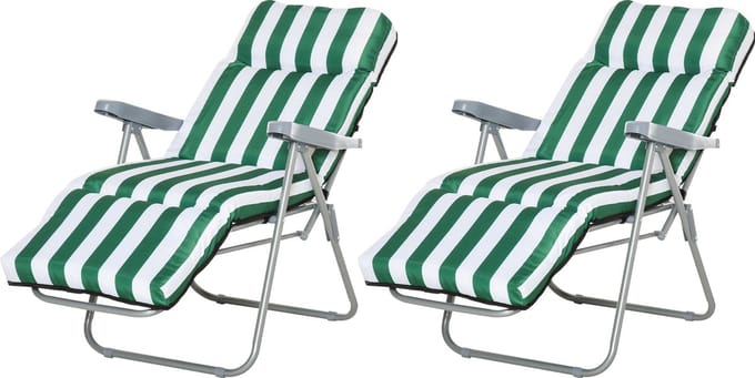 Outsunny - 2 x Klapstoel - 5 Posities Verstelbaar - Weerbestendig