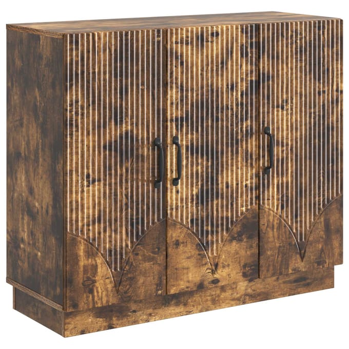 vidaXL - Dressoir - Gerookt - eiken - 89 - x - 34,5 - x - 77 - cm - Bewerkt - hout