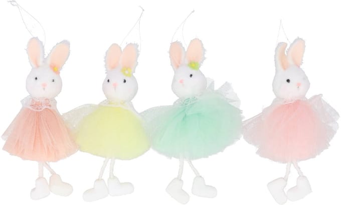 Daan Kromhout - Hangers - Set van 4 - Konijntjes - Pasen - Bunny - Pastel - 8x18