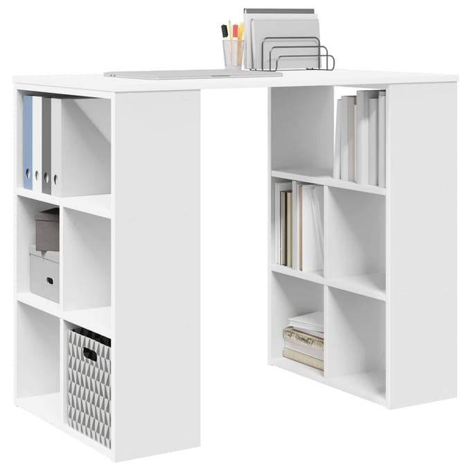 vidaXL Bureau met plank met opslag Wit 90 x 50 x 75 cm Bewerkt hout