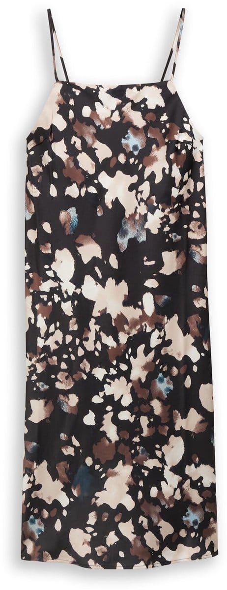 Tom Tailor Denim - Satijnen midi-jurk met patroon - Maat M - abstract print