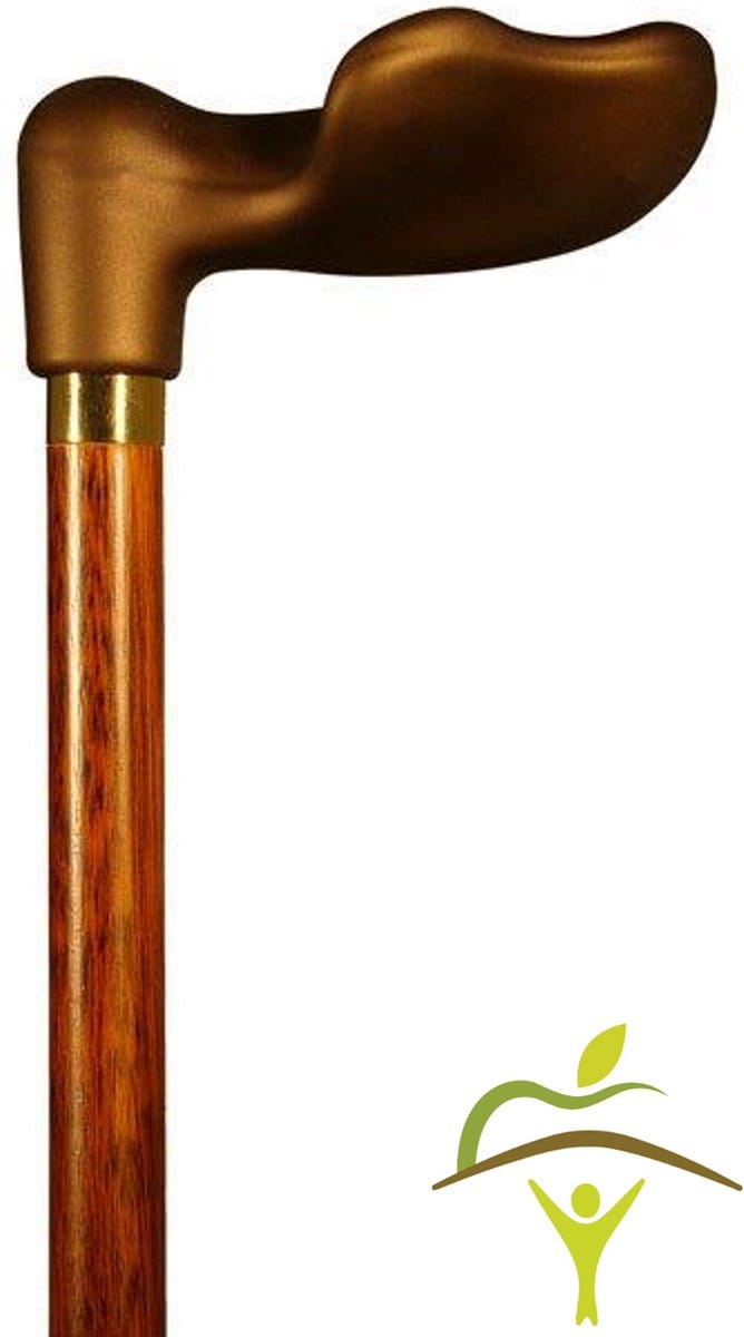 Finna wandelstok soft touch, anatomisch handvat : palmgreep, bruin, rechtshandig