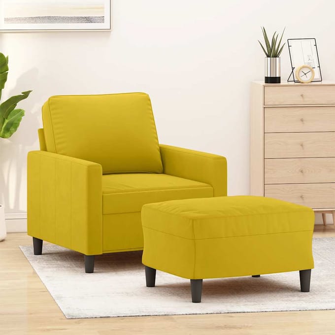 vidaXL Fauteuil met voetenbank 60 cm fluweel geel