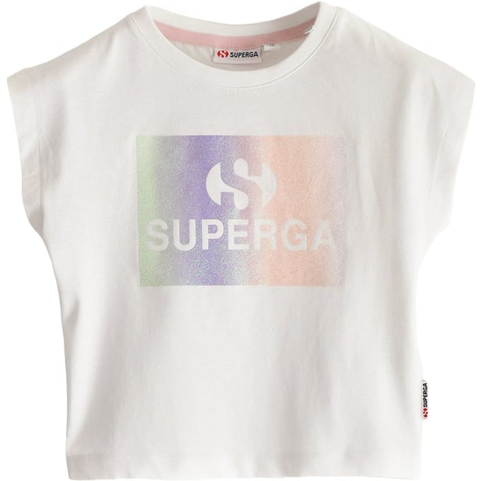 Superga Kinderen/Kinderen Glitter Gestreept T-shirt (Wit)