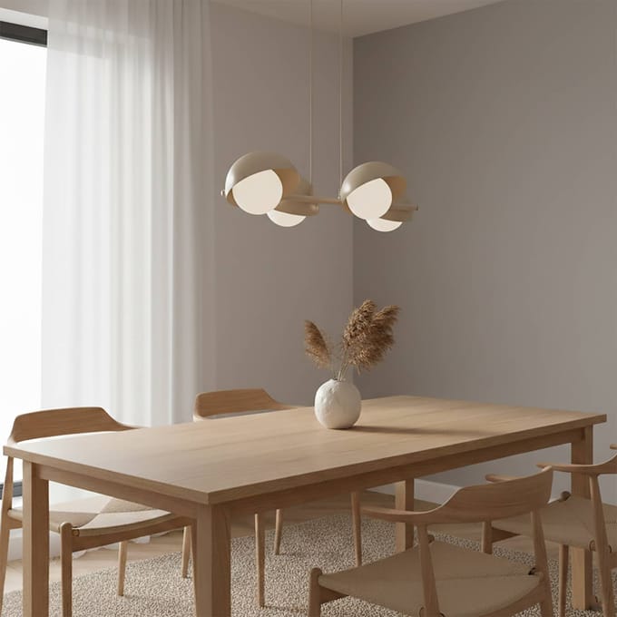 EMIBIG LIGHTING Hanglamp Boom 4, beige, glas/staal, lengte 60 cm