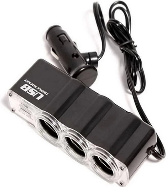 In car 12Volt adapter - 12 volt naar 3 x 12 volt en 1 x usb
