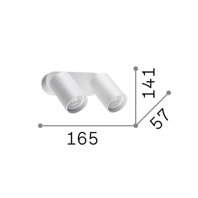 IDEAL LUX wandspot Dynamite Round, wit, 16,5 cm, 2-lamps