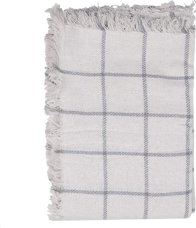 Clayre & Eef Plaid 125x150 cm Wit Grijs Katoen Strepen