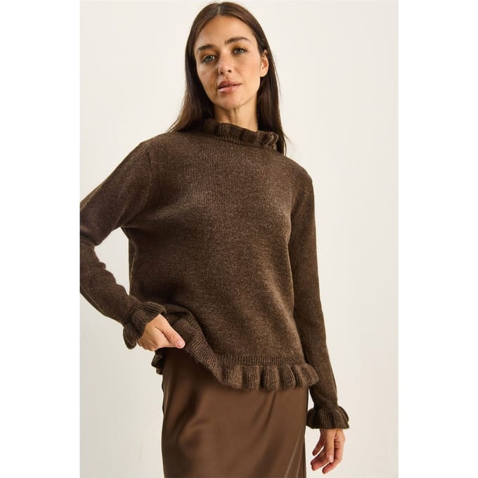 Gekruiste Halve Turtleneck Gebuttonde Gebreide Trui