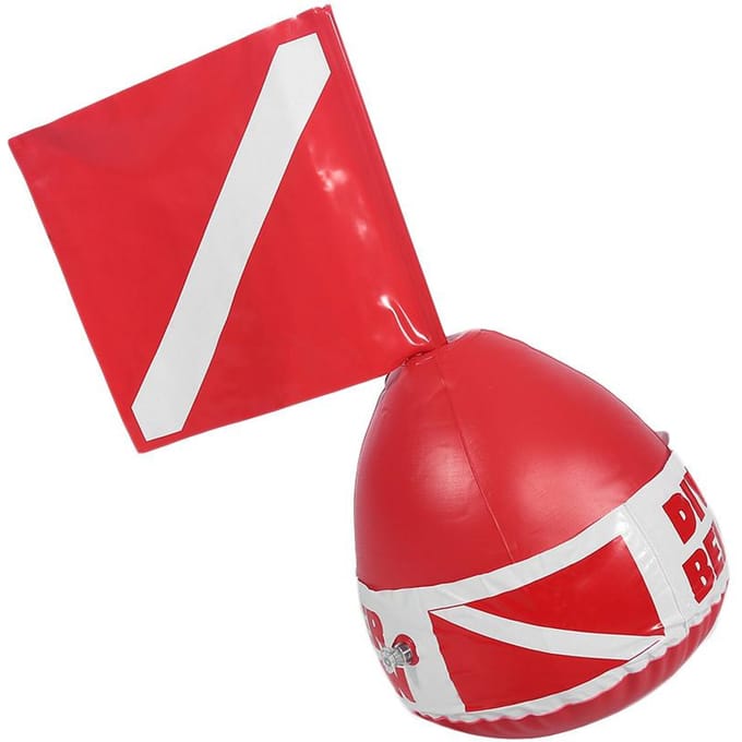 Marqueur de Surface de Plongée en PVC Flotteur de Signal Gonflable Bouée de Plongée Balle avec Drapeau red