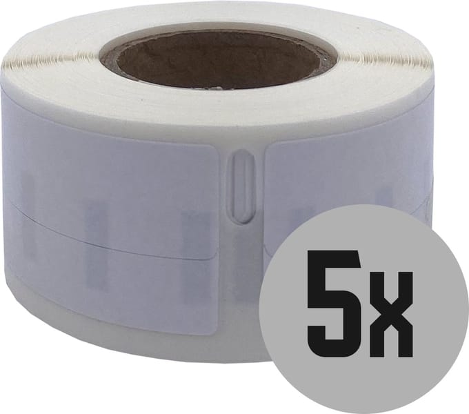 DULA Dymo Compatible labels - Wit - 99017 - S0722460 - Hangmapetiketten - 5 rollen - 12 x 50 mm - 220 labels per rol