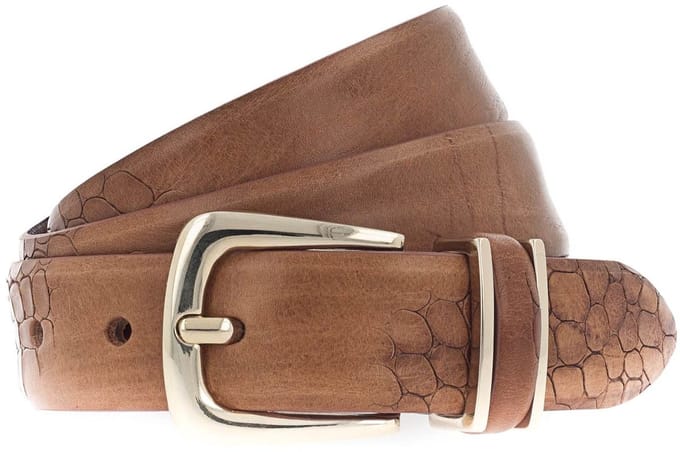 b.belt Leren riem Charlisa Gold Belt W105 Mid Brown bruine