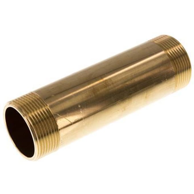 G 1 1/2'' Messing Dubbele Pijpnippel 16 Bar DIN 2982 - 150mm - FL2S-M-B-112G-150L