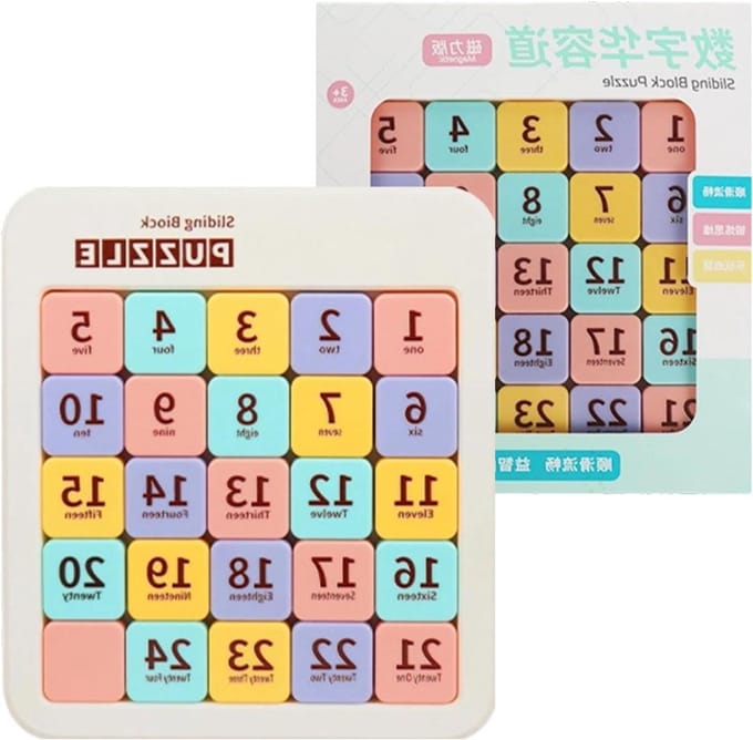 Schuifpuzzel Cijfers - Breinbreker Puzzel - Logisch Denken - Soepele Schuifstukken - 19.6 x 17.4 cm - B