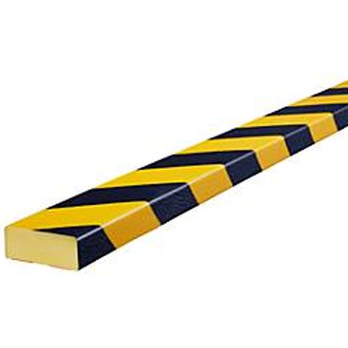 Stootrand type D, strekkende meter, geel/zwart